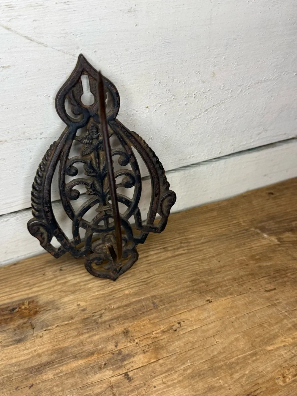 Old antique Ornate Victorian Cast Iron Wall Mount Receipt Holder Hook Hanger